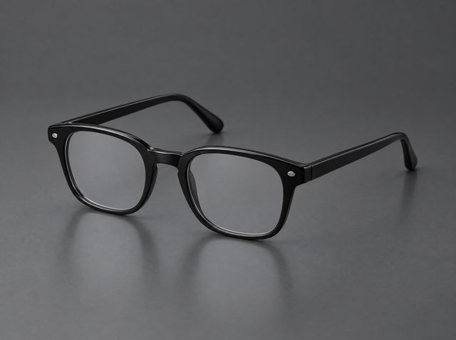SG-1 Counsel: black acetate eyeglasses with clear lenses on a grey studio backdrop, no visible camera or display