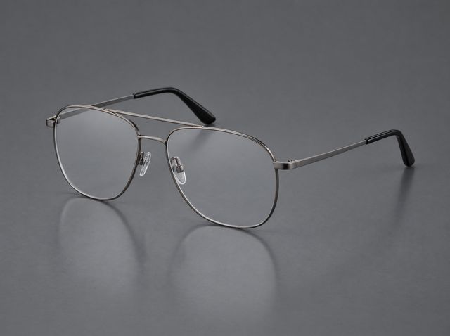 SG-2 Envoy: gunmetal metal executive eyeglasses with a double bridge and clear lenses