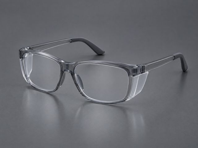 SG-4 Facility: smoke grey safety-style eyeglasses with clear side shields